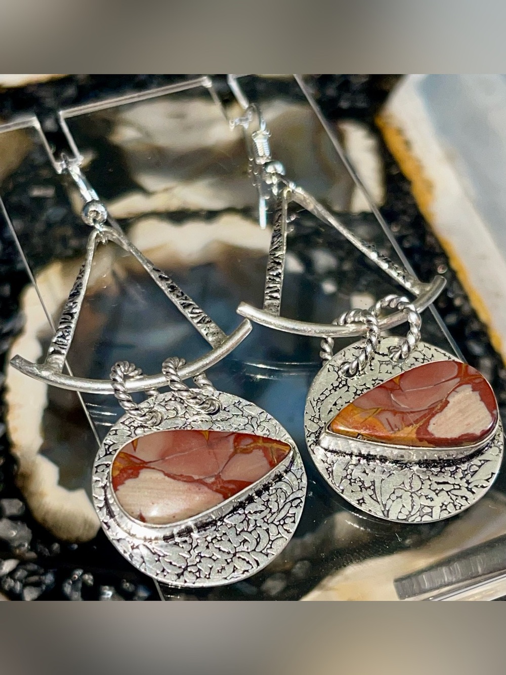 Rusty Red Noreena Jasper Earrings 2 1/2”